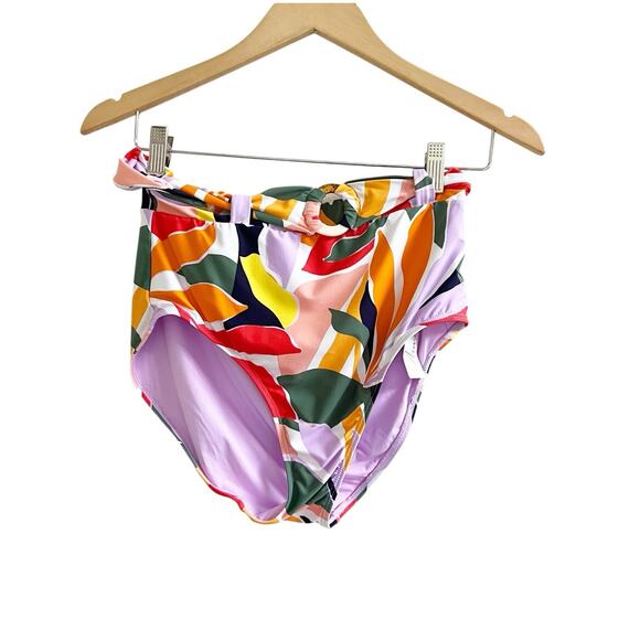 Anne Cole TROPICAL MULTI Plus High-Waist Belted Bikini Swim Bottom Size Large - Picture 1 of 11